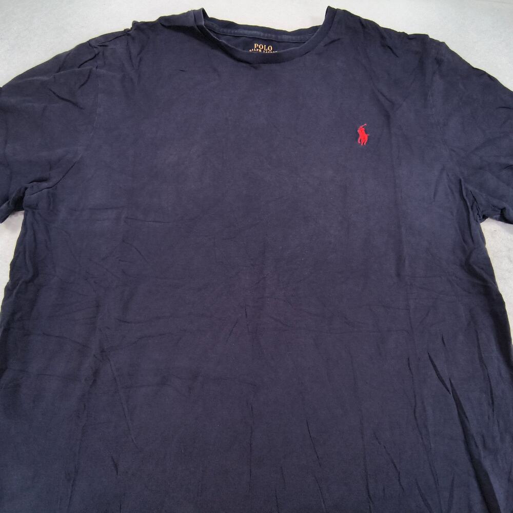 Polo Ralph Lauren Crew Neck Short Sleeve Shirt Mens Size Large L Navy Red
